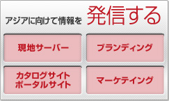アジアに向けて情報を発信する(現地サーバー、ブランディング、カタログサイト・ポータルサイト、マーケティング)